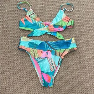 Farm Rio High Waisted Tropical Print Bikini Set